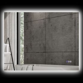 HOMCOM Dimmable Bathroom Mirror with Lights, 39" x 32" Backlit LED Mirror w/ Anti-Fog, Memory & Infinite Color Temperature