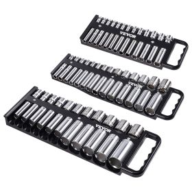 Portable Socket Organizer Set 3PCS 76-Clip Magnetic Socket Tray Metric/SAE