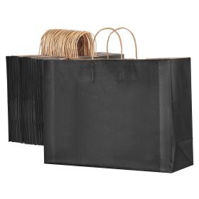 Kraft Paper Bag with Handles 100Pcs 16x6x12 in Party Shopping Retail Bag Black