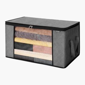 6 Packs 60L Oversized Blanket Storage Bags Sturdy Fabric Clothes Storage Containers for King Comforter Bedding Pillow Sheet, Grey