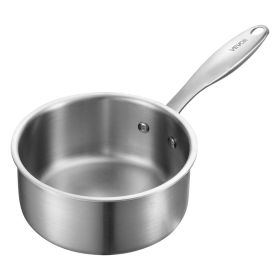 1.5 QT Saucepan, Stainless Steel Saucepan with Glass Lid, Multipurpose Nonstick Stainless Steel Small Cooking Sauce Pot with Ergonomic Handle