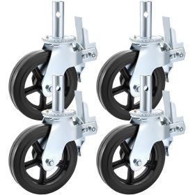 VEVOR 4 Pack Scaffolding Caster Wheels 8 x 2 Inch with Dual Locking Rubber Swivel Caster 360 Degrees Heavy Duty Casters 1100LBS Capacity per Whee
