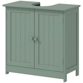 HOMCOM Bathroom Vanity Cabinet, Under Sink Bathroom Cabinet with 2 Doors and Adjustable Shelf, Dark Green