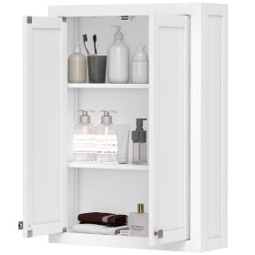 Bathroom Cabinet Wall Mounted, Modern Bathroom Wall Cabinet With 2 Doors And 2 Adjustable Shelves, White (Color: White)