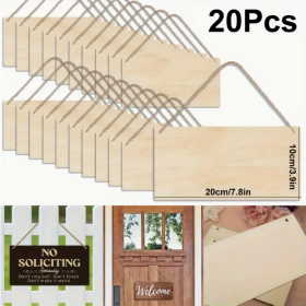 Unfinished Poplar Wood Sign With Rope - DIY Handmade Wooden Sign, Suitable For Artistic Decoration Of Walls And Doors. (Option: 20PCS)