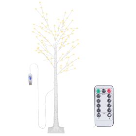 4FT-6FT Options -- 1Pc Lighted Birch Tree Artificial White Birch Twig Tree With 8 Warm White Lighting Modes For Wedding Party Christmas Holiday F (Option: 6ft)