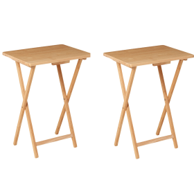 Indoor Single Folding TV Tray Table Natural L 19 x W 15 x H 26 inches. (Color: 2 Pack)