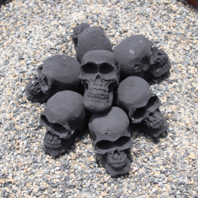 Ceramic Skulls for Fire Pit, Outdoor Fire Tables, 7pcs Reusable Spooky Imitated Human Skull Gas Log for Party, Bonfire,Campfires,Fireplaces, 3.1 (Style: 7pcs 3inch)