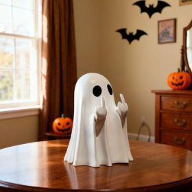 Halloween Ghost Figurine, Spooky Resin Ghost Statue, Cute Ghost Halloween Decoration for Home and Office Desktop Decor Display Ornaments (Color: White Ghost)