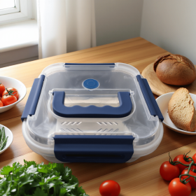 Yakimoto 2/4/6/8/10 PCS Extra-Large Stainless Steel Food Storage Containers With Blue Lids - Deep Design, Airtight Seal (Quantity: 2PC)