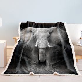 3D Elephant Printed Sherpa Fleece Blanket For Couch Sofa Bed Soft Cozy Fuzzy Black Galaxy Elephant Gifts For Women Adults 130X150cm 150X200cm (Option: 130x150-Gray)