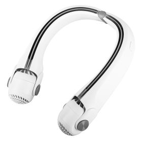 White-Green Options -- 1Pc Portable Neck Hanging Fan Hands-free Cooling Personal Fan With 3 Speeds 360 Degree Air Flow Adjustable Neck Width For (Color: White)